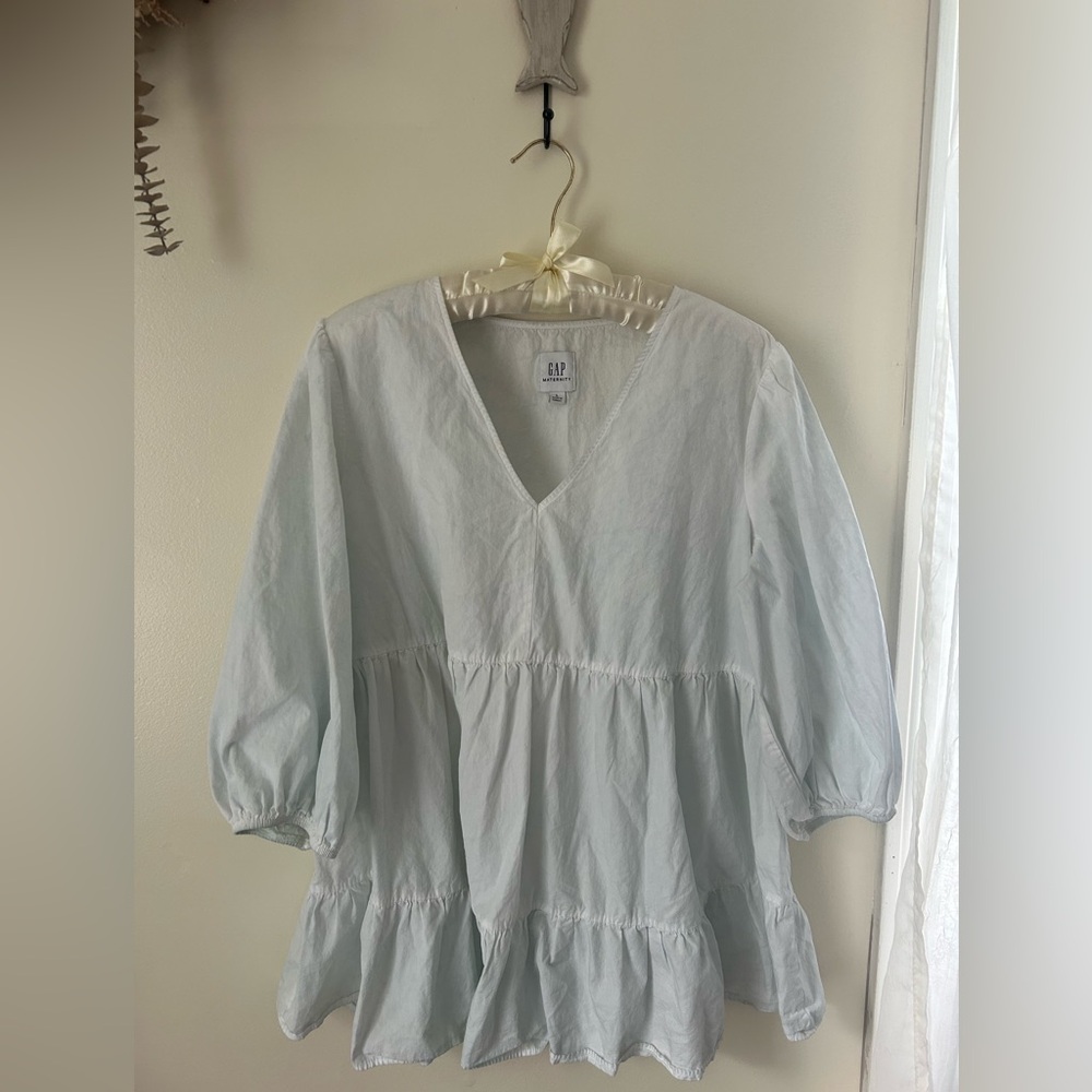 GAP Soft Blue Peplum Maternity Blouse